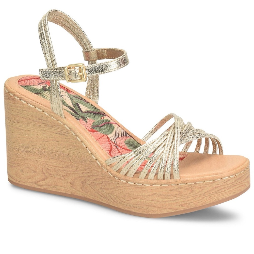 b.o.c Catalina Women's Strappy Comfort Wedge Metallic Gold Sandals NWT Size 9